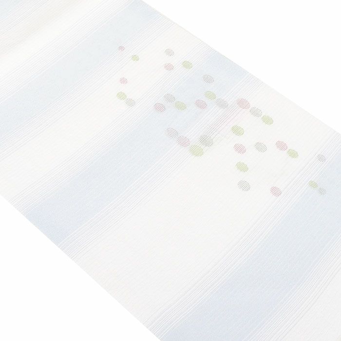 小紋紬色無地御召などのお着物にすぐ使えるお仕立て上がり九寸名古屋帯。春秋冬袷単衣の時期のお着物のお締めいただけます。