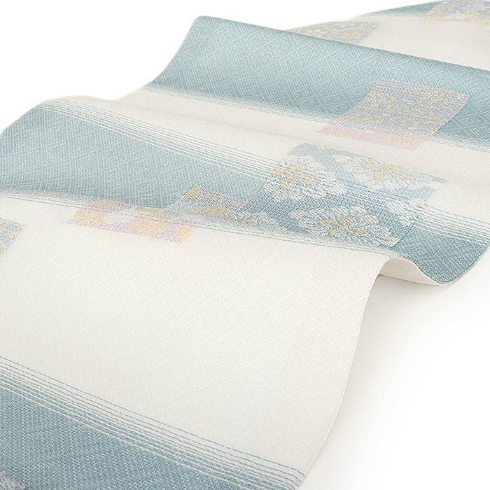 小紋紬色無地御召などのお着物にすぐ使えるお仕立て上がり九寸名古屋帯。春秋冬袷単衣の時期のお着物のお締めいただけます。