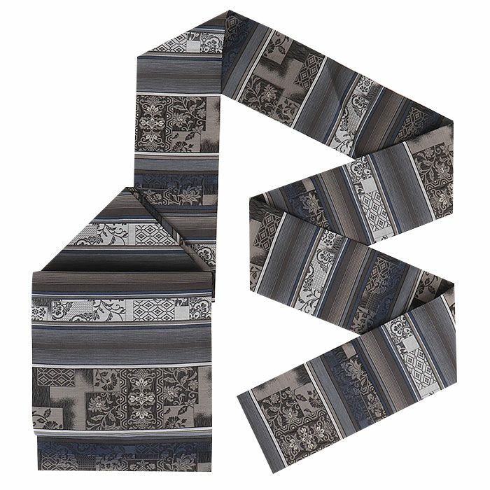 小紋紬色無地御召などのお着物にすぐ使えるお仕立て上がり九寸名古屋帯。春秋冬袷単衣の時期のお着物のお締めいただけます。