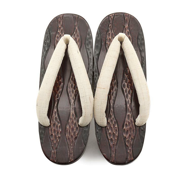 下駄レディース浴衣用ゆかた用鎌倉彫濃茶エンジアイボリーMサイズ桐下駄立涌彫り格子柄鼻緒太め高級桐下駄日本製女性女性用げた軽い痛くない歩きやすい右近下駄濃赤茶生成レトロシック古典おしゃれ残暑fs