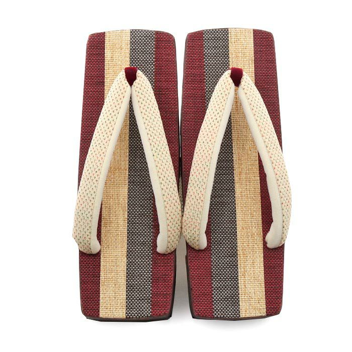 下駄レディース浴衣用ゆかた用シコロ張り焼桐濃ブラウンレッドLサイズ桐下駄縞小紋四角スクエア高級桐下駄しころ調日本製女性女性用げた軽い赤濃茶アイボリーおしゃれモダン残暑fs
