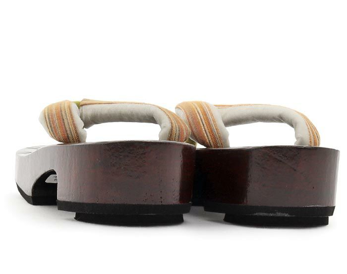 下駄レディース浴衣用ゆかた用鎌倉彫濃ブラウンエンジオレンジMサイズ桐下駄よろけ縞彫台高級桐下駄日本製女性女性用げた軽い痛くない歩きやすい右近下駄濃赤茶橙レトロシック古典おしゃれ残暑fs