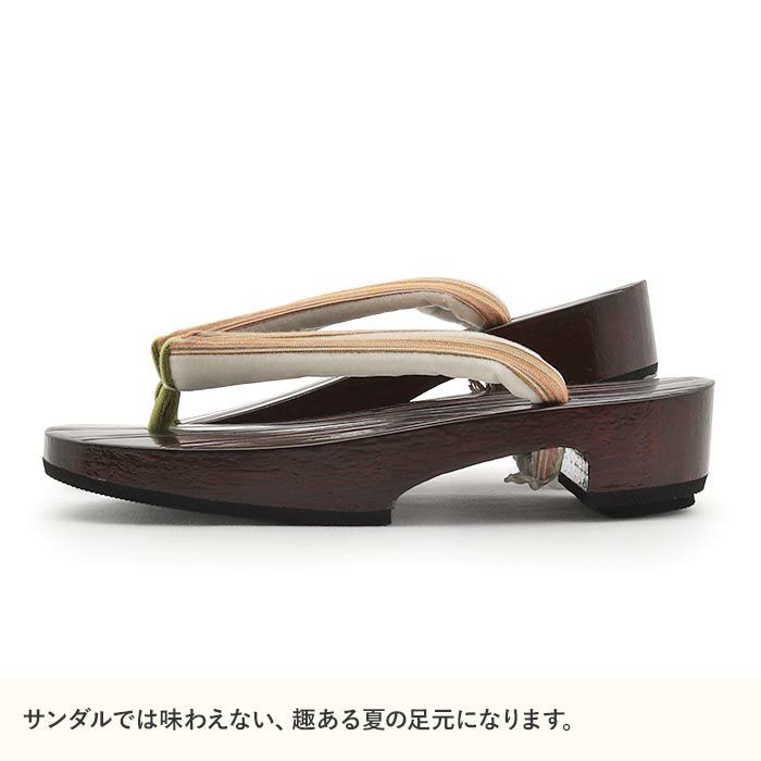 下駄レディース浴衣用ゆかた用鎌倉彫濃ブラウンエンジオレンジMサイズ桐下駄よろけ縞彫台高級桐下駄日本製女性女性用げた軽い痛くない歩きやすい右近下駄濃赤茶橙レトロシック古典おしゃれ残暑fs