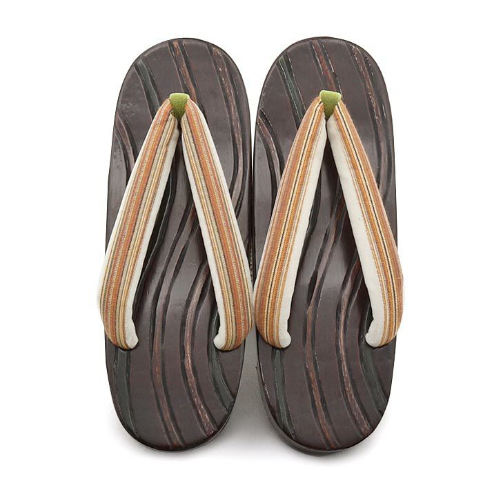 下駄レディース浴衣用ゆかた用鎌倉彫濃ブラウンエンジオレンジMサイズ桐下駄よろけ縞彫台高級桐下駄日本製女性女性用げた軽い痛くない歩きやすい右近下駄濃赤茶橙レトロシック古典おしゃれ残暑fs