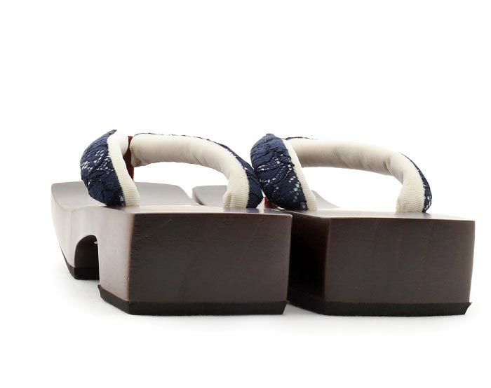 下駄レディース浴衣用ゆかた用フリーサイズLサイズ木目濃ブラウンネイビーレース花緒日本製痛くない歩きやすい鼻緒太め四角スクエア角型角形右近下駄桐下駄塗り下駄大人可愛いかわいいフェミニン普段普段履き女性女性用げた残暑濃茶紺fs