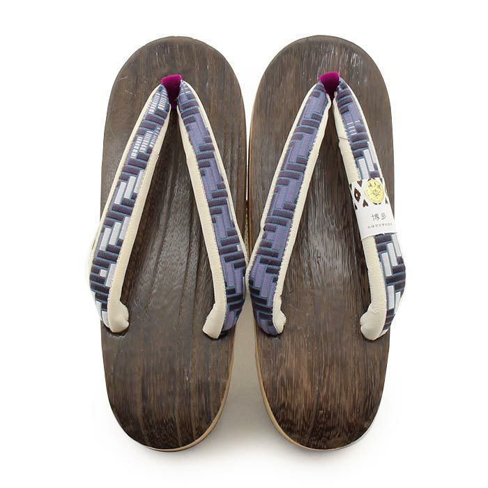 下駄レディース浴衣用ゆかた用焼桐天茶台ブラウンブルーMサイズ桐下駄博多織会津桐幾何学彩小径IROKOMICHI鼻緒太め高級桐下駄日本製女性女性用げた軽い博多織鼻緒焦げ茶紺青紫おしゃれモダン残暑fs