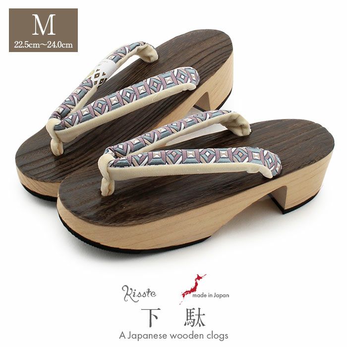 下駄レディース浴衣用ゆかた用焼桐天茶台ブラウンアッシュブルーアッシュパープルMサイズ桐下駄博多織会津桐幾何学彩小径IROKOMICHI鼻緒太め高級桐下駄日本製女性女性用げた軽い博多織鼻緒焦げ茶灰青灰紫おしゃれモダン残暑fs