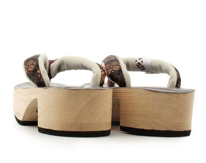 下駄レディース浴衣用ゆかた用焼桐天茶台ブラウンブラウンブラックMサイズ桐下駄博多織会津桐幾何学彩小径IROKOMICHI鼻緒太め高級桐下駄日本製女性女性用げた軽い博多織鼻緒焦げ茶茶黒おしゃれモダン残暑fs