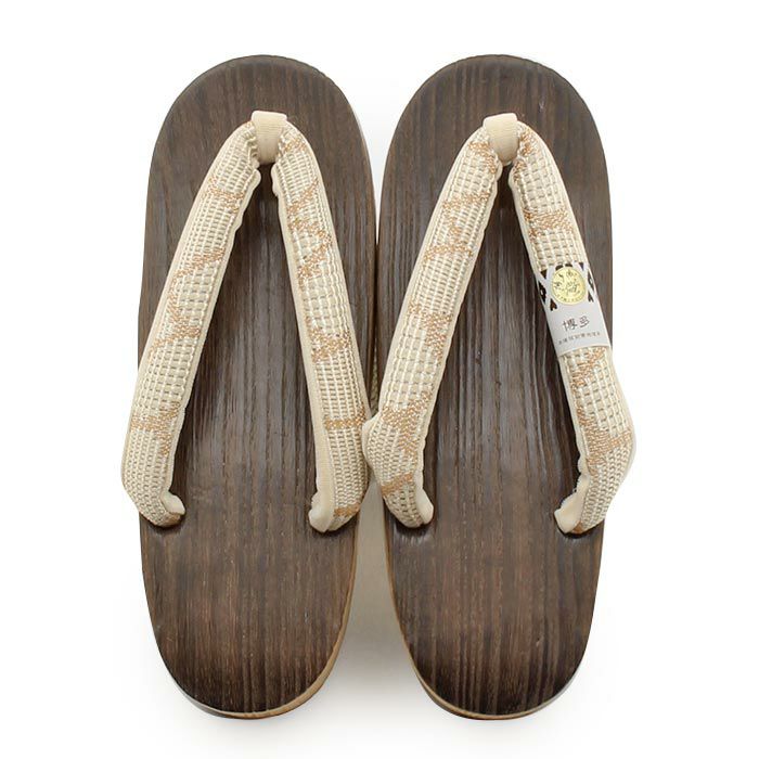 下駄レディース浴衣用ゆかた用焼桐天茶台ブラウンアイボリーベージュMサイズ桐下駄博多織会津桐幾何学彩小径IROKOMICHI鼻緒太め高級桐下駄日本製女性女性用げた軽い博多織鼻緒焦げ茶薄黄薄茶おしゃれモダン残暑fs