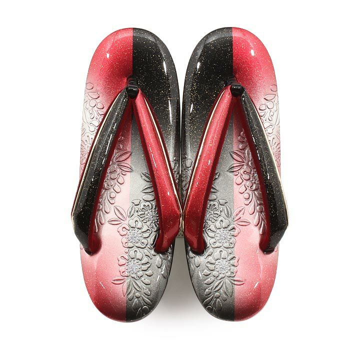 草履成人式振袖用成人用レディースLサイズ赤黒型押しエナメルラメ金彩辻が花3枚芯日本製痛くない歩きやすい女性振袖卒業袴振り袖ママ振おしゃれはたち結婚式ぞうり草履着物草履単品草履だけレッドブラック単品fs