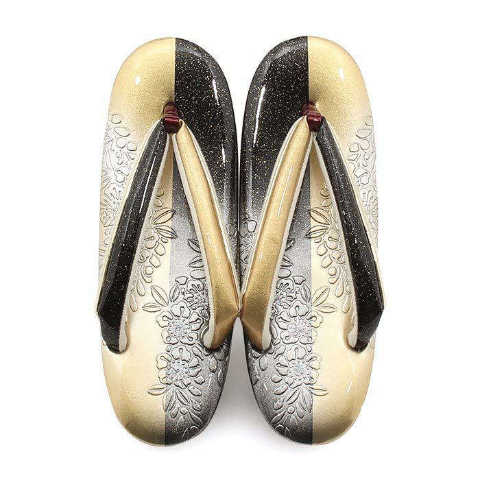 草履成人式振袖用成人用レディースLサイズ金黒型押しエナメルラメ金たたき辻が花3枚芯日本製優花緒痛くない歩きやすい女性振袖卒業袴振り袖ママ振おしゃれはたち結婚式ぞうり草履着物草履単品草履だけゴールドブラック単品fs