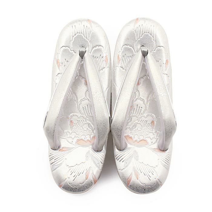 草履留袖用訪問着用レディースLサイズシルバー銀エナメル型押し牡丹金銀たたき2の3枚芯日本製優花緒痛くない歩きやすい女性黒留袖色留袖礼装用フォーマル結婚式ぞうり草履着物草履単品草履だけ単品fs