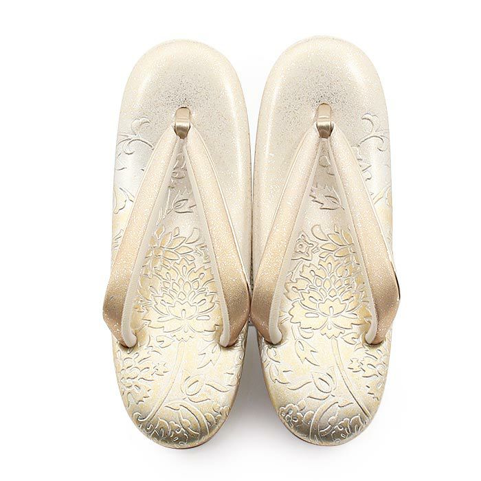 草履留袖用訪問着用レディースLサイズシャンパンゴールド金エナメル型押し花柄金銀たたき2の3枚芯日本製優花緒痛くない歩きやすい女性黒留袖色留袖礼装用フォーマル結婚式ぞうり草履着物草履単品草履だけ単品fs