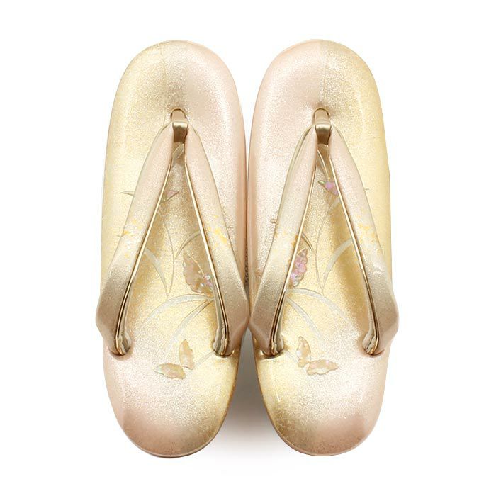 草履留袖用訪問着用レディースLサイズ桃金本革本皮型押し螺鈿細工露芝銀たたき2の3枚芯二石花緒日本製優花緒痛くない歩きやすい女性黒留袖色留袖礼装用フォーマル結婚式ぞうり草履着物草履単品草履だけサーモンピンクゴールド単品fs