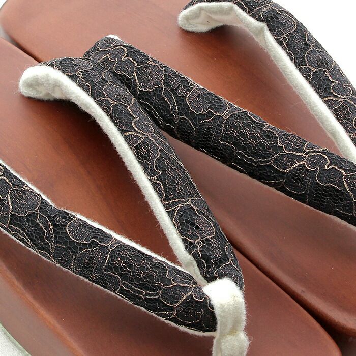 下駄レディース浴衣用ゆかた用茶台ブラック黒ホワイト白洋花レースフリーサイズ全2色桐下駄女性女性用げた軽いフラワーレースかわいいフェミニン残暑