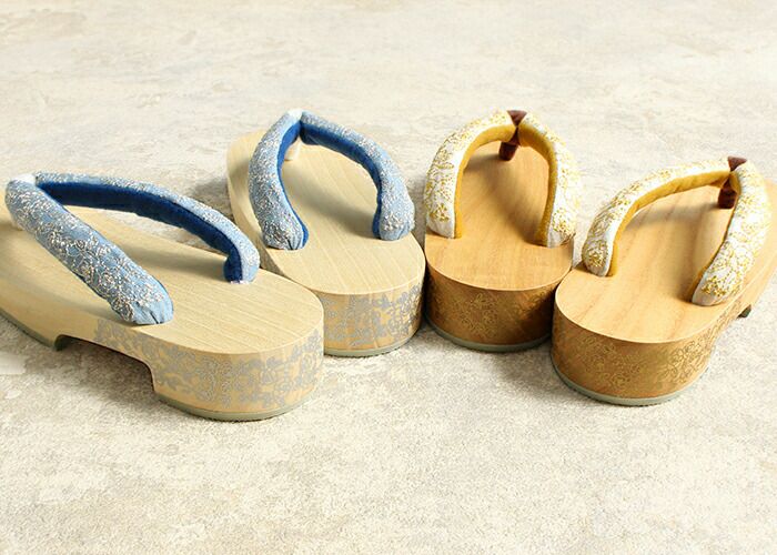 下駄レディース浴衣用ゆかた用白木台茶台ブルーシルバーイエローゴールドフリーサイズ全2色桐下駄薔薇バラ女性女性用げた軽い花刺繍鼻緒ML青銀黄金踵プリントかわいいフェミニン残暑