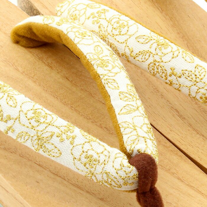 下駄レディース浴衣用ゆかた用白木台茶台ブルーシルバーイエローゴールドフリーサイズ全2色桐下駄薔薇バラ女性女性用げた軽い花刺繍鼻緒ML青銀黄金踵プリントかわいいフェミニン残暑