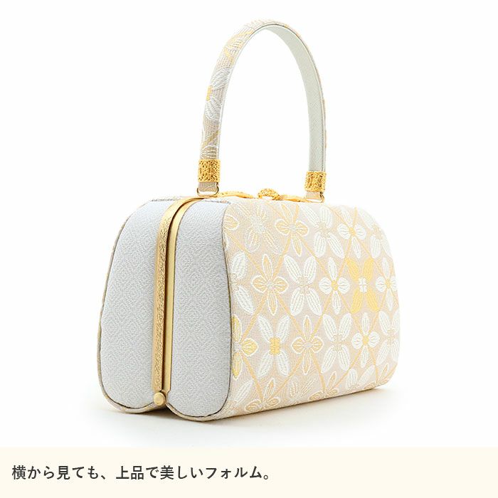 草履バッグセット留袖用訪問着用草履バッグ世美庵Lサイズ金ゴールドアイボリー花紋菱帯地3枚芯日本製優花緒痛くない色留袖礼装用準礼装フォーマル結婚式ぞうり草履草履バック草履バックセット着物fs