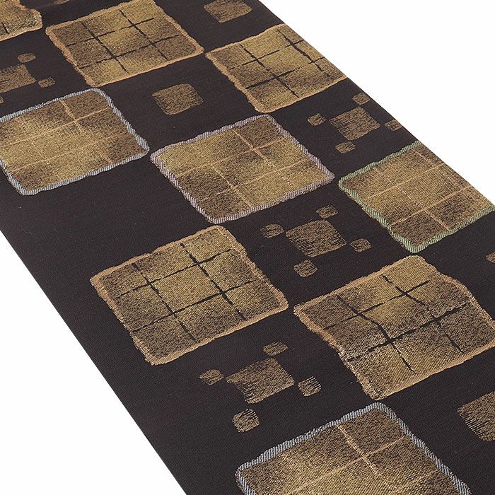 小紋紬色無地御召などのお着物にすぐ使えるお仕立て上がり九寸名古屋帯。春秋冬袷単衣の時期のお着物のお締めいただけます。