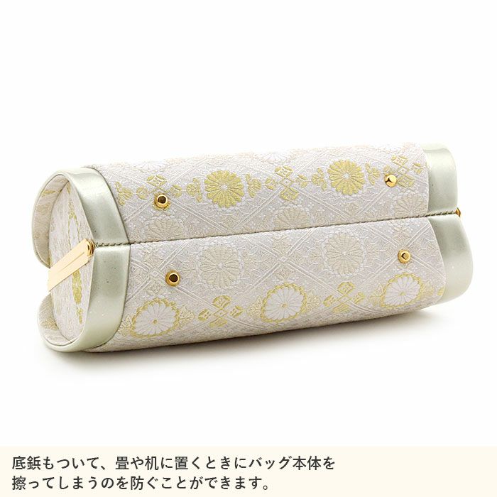草履バッグセット留袖用訪問着用草履バッグ世美庵Sサイズ小さいサイズシルバー銀菊菱正絹袋帯地2枚芯銀たたき日本製優花緒痛くない色留袖礼装用フォーマルぞうり草履草履バック草履バックセット着物fs