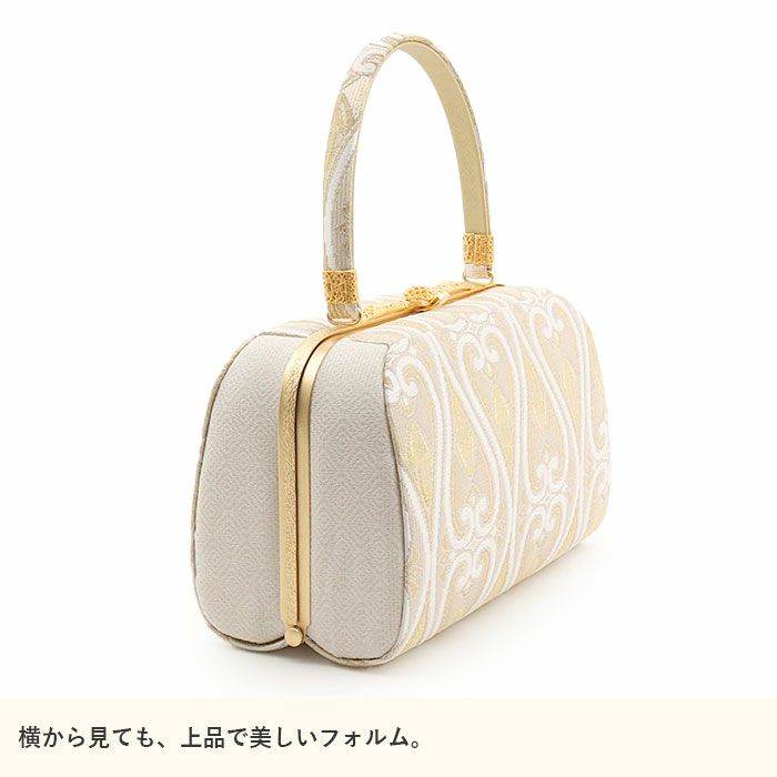 草履バッグセット留袖用訪問着用草履バッグ世美庵Lサイズ金ゴールドアイボリー変り立涌正絹袋帯地3枚芯日本製優花緒痛くない色留袖礼装用準礼装フォーマル結婚式ぞうり草履草履バック草履バックセット着物fs
