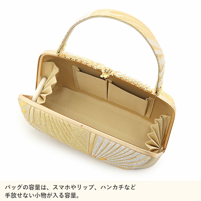 草履バッグセット留袖用訪問着用草履バッグ世美庵Lサイズ金ゴールド変り松菱帯地3枚芯日本製優花緒痛くない色留袖礼装用準礼装フォーマル結婚式ぞうり草履草履バック草履バックセット着物fs