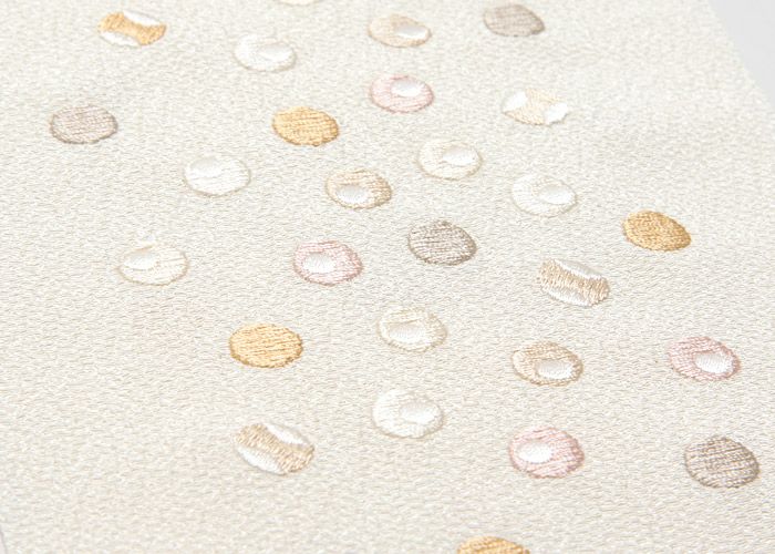 おしゃれ刺繍半衿半襟刺繍ホワイトゴールドベージュ白ビリヤード玉ビリヤードドット水玉和装カジュアルモダンメール便対応可