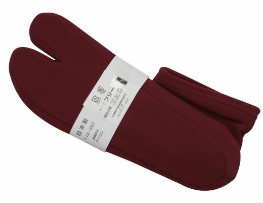 足袋カラー足袋赤エンジフリーサイズストレッチこはぜなし足袋靴下普段用