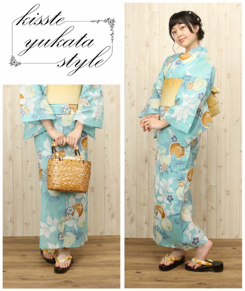 浴衣 単品 《芸艸堂》お仕立て上がり浴衣 ＜ミントブルー／草花