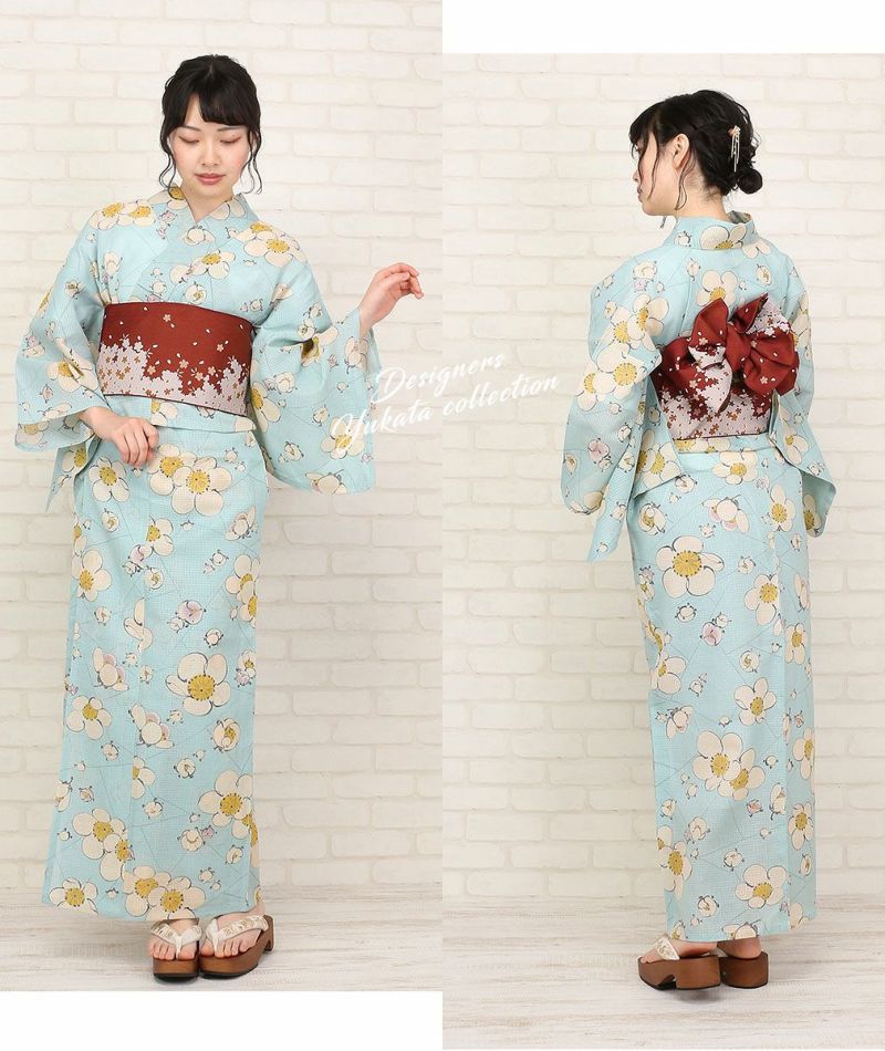 浴衣 単品 ＜芸艸堂＞ お仕立て上がり浴衣 ＜水色／梅の花