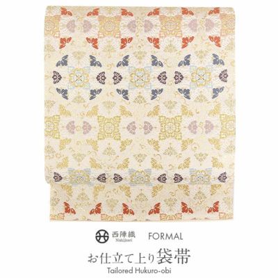 新品西陣名門山田幸織物正絹最高級多色織王朝幻想辻が花ぼかし文錦特撰豪華振袖用袋帯 袋帯 帯 留袖 訪問着 ＜ゴールド／変わり七宝華紋＞ 絹 ＜西陣・山田幸
