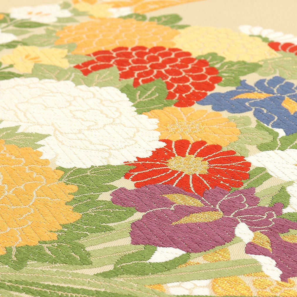 アウトレット 袋帯 振袖用 帯 成人式 ＜ 金 ／ 束ね熨斗に花 ＞ 西陣織