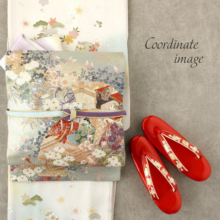 袋帯 フォーマル 帯 留袖 訪問着 ＜ 薄緑 ／ 平安絵巻 ＞ 正絹 西陣織