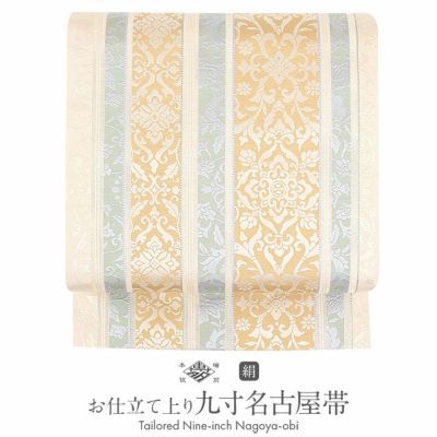 名古屋帯 博多帯 博多織 帯 八寸 白 錣間道 井上絹織 正絹