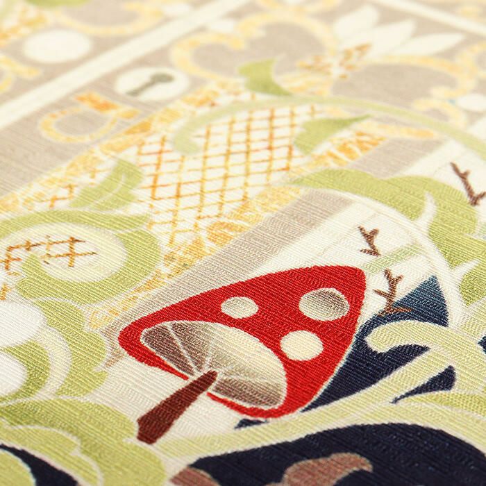 京袋帯帯WAKKA紺森の番人仕立て上がり正絹