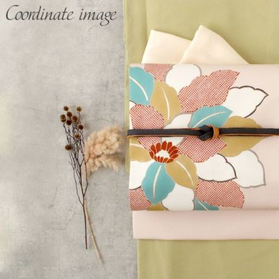 名古屋帯 九寸 帯 ＜ 丸花紋 菊 ＞ 白木染匠 手描き友禅 正絹 五泉 駒