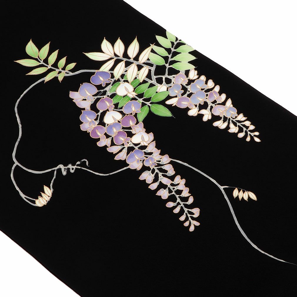 名古屋帯 九寸 帯 ＜ 藤 ＞ 吉川染匠 手描き友禅 正絹 駒塩瀬 純絹織物