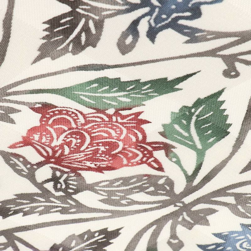 名古屋帯 生成り 九寸 帯 ＜ 立涌 蔓唐花 ＞ 江戸紅型 紅型