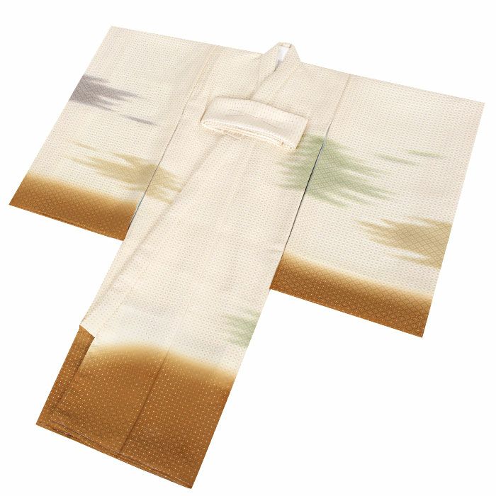 お宮参り 着物 男の子 産着 祝い着 生成り 黄土 霞 かすみ 雲 菱 吉祥紋 正絹 京友禅 経済産業大臣指定伝統的工芸品 金糸織 暈し ぼかし 新品 日本製