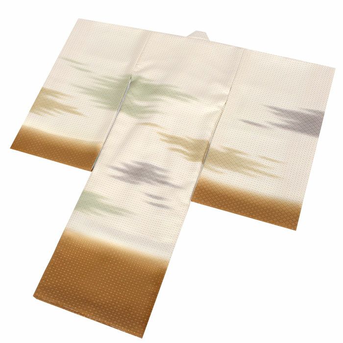 お宮参り 着物 男の子 産着 祝い着 生成り 黄土 霞 かすみ 雲 菱 吉祥紋 正絹 京友禅 経済産業大臣指定伝統的工芸品 金糸織 暈し ぼかし 新品 日本製