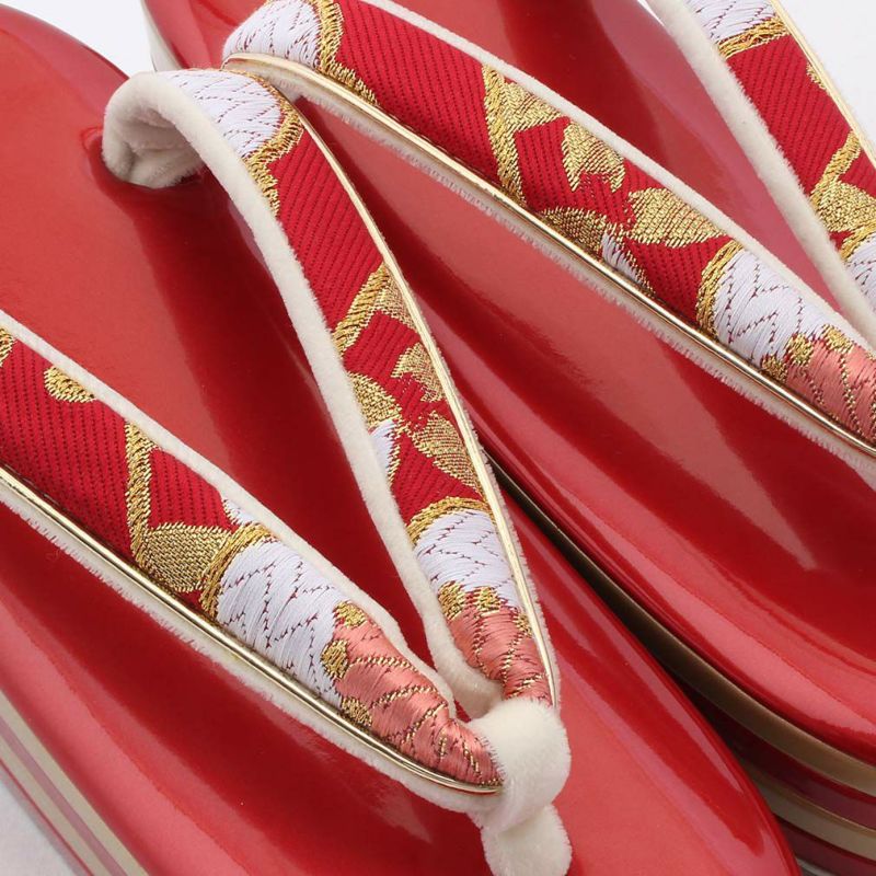 草履バックセット 振袖用 草履 厚底 Sサイズ 赤 青 ゴールド 椿 梅