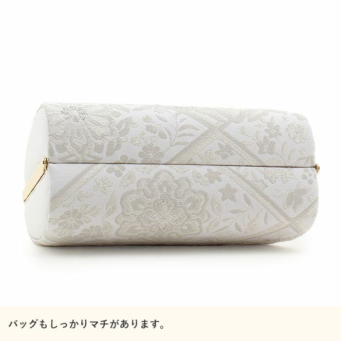 和装 草履バッグセット 振袖用 帯地 金×白 Lサイズ 三枚芯 w43-2