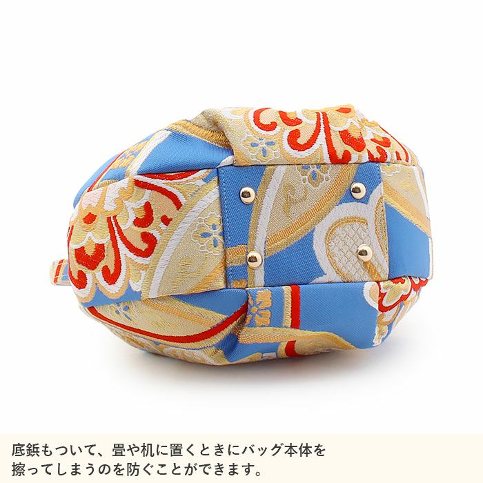 草履バッグセット成人式振袖用成人用世美庵Lサイズゴールド金青ブルー花七宝振袖用帯地3枚芯優花緒日本製痛くない振袖卒業袴振り袖ママ振おしゃれはたちぞうり草履草履バック草履バックセット着物バックバッグ
