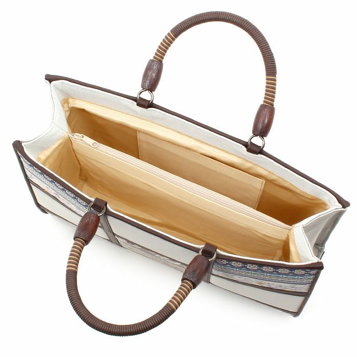 お洒落バッグ普段用華三彩博多織博多絹ベージュ薄灰茶献上柄日本製トートおしゃれ伝統工芸品カジュアル用小紋紬色無地御召博多織バッグ和装バックきものばっぐ鞄大きめ切り替え大人上品レディースfs