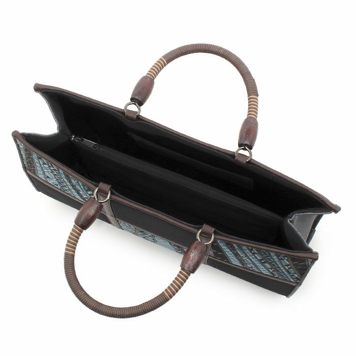 お洒落バッグ普段用華三彩博多織博多絹黒青茶献上柄日本製トートおしゃれ伝統工芸品カジュアル用小紋紬色無地御召博多織バッグ和装バックきものばっぐ鞄大きめ切り替え大人上品レディースfs