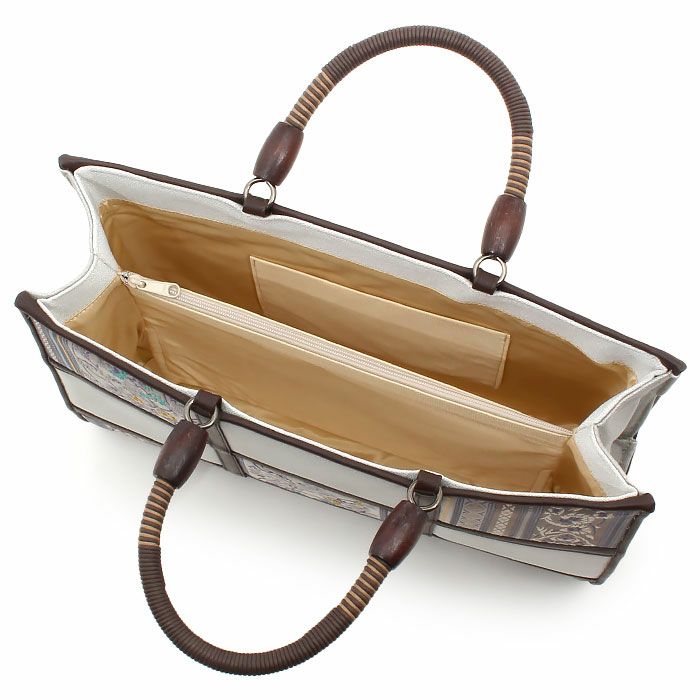 お洒落バッグ普段用華三彩博多織博多絹薄灰灰茶献上柄蔓唐草日本製トートおしゃれ伝統工芸品カジュアル用小紋紬色無地御召博多織バッグ和装バックきものばっぐ鞄大きめ切り替え大人上品レディースfs