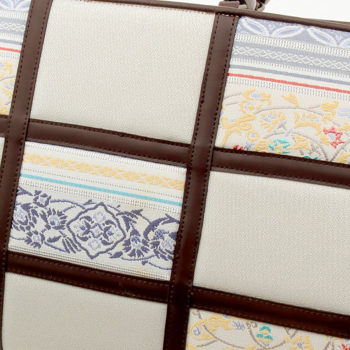 お洒落バッグ普段用華三彩博多織博多絹グレー薄灰茶献上柄蔓唐草日本製トートおしゃれ伝統工芸品カジュアル用小紋紬色無地御召博多織バッグ和装バックきものばっぐ鞄大きめ切り替え大人上品レディースfs