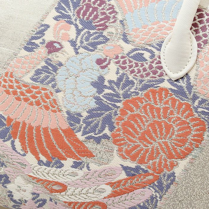 利休バッグ留袖用訪問着用白銀シルバー鳳凰牡丹正絹帯地日本製黒留袖色留袖訪問着礼装用フォーマル色無地付け下げ結婚式お宮参り七五三和装バッグフォーマル着物和装御茶席華道茶道キレイめカジュアル