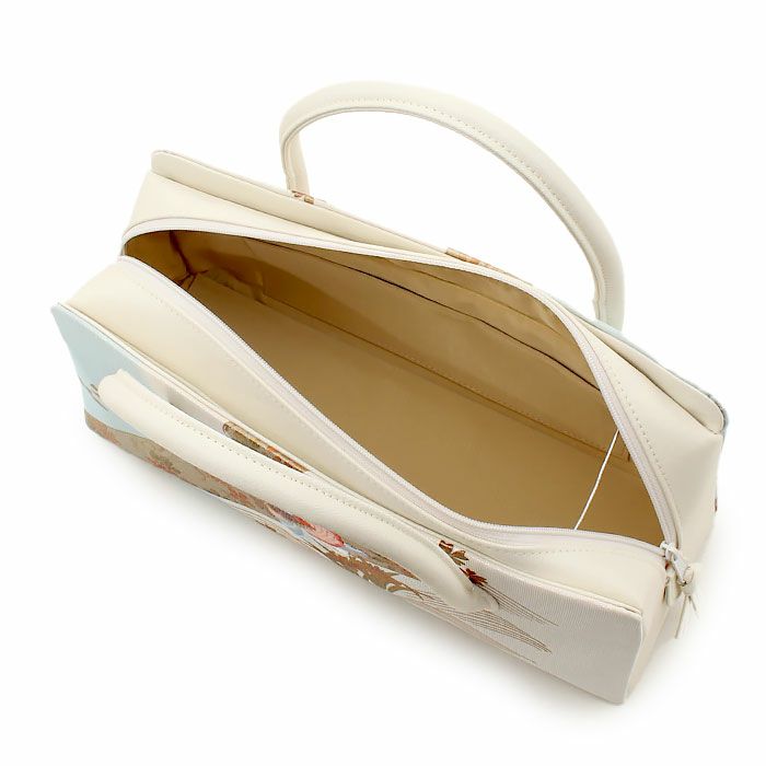 利休バッグ留袖用訪問着用白水色金おしどりあやめ正絹帯地日本製黒留袖色留袖訪問着礼装用フォーマル色無地付け下げ結婚式お宮参り七五三和装バッグフォーマル着物和装御茶席華道茶道キレイめカジュアル