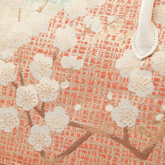 利休バッグ留袖用訪問着用アイボリーオレンジゴールド白梅正絹帯地日本製黒留袖色留袖訪問着礼装用フォーマル色無地付け下げ結婚式お宮参り七五三和装バッグフォーマル着物和装御茶席華道茶道キレイめカジュアル